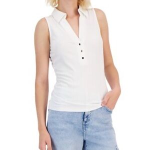 Nwot INC Olive Green and a white Sleeveless Collared Top
